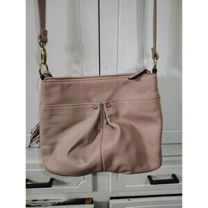 Tignanello Soft Pink Genuine Leather Crossbody Bag  Purse  Hanging Tassel Charm